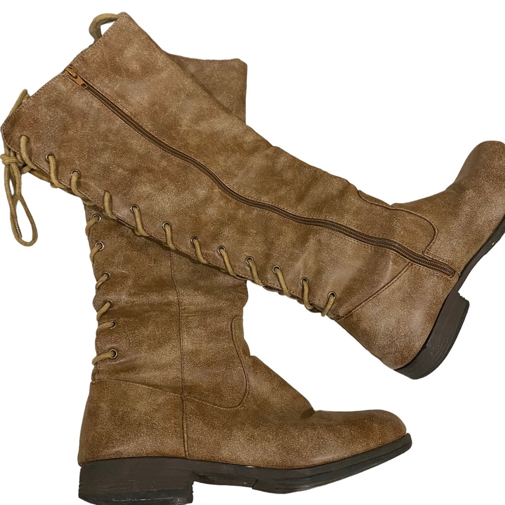 Montana women’s knee high suede lace up boots